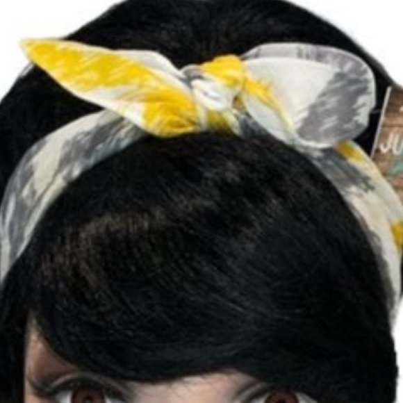 Zig Zag Gray and Yellow Stripe Bandana Tie Headband - Picture 9 of 13